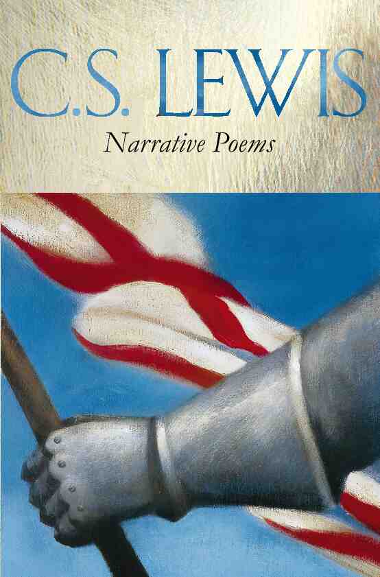 Narrative Poems By C S Lewis (Paperback) 9780006278375