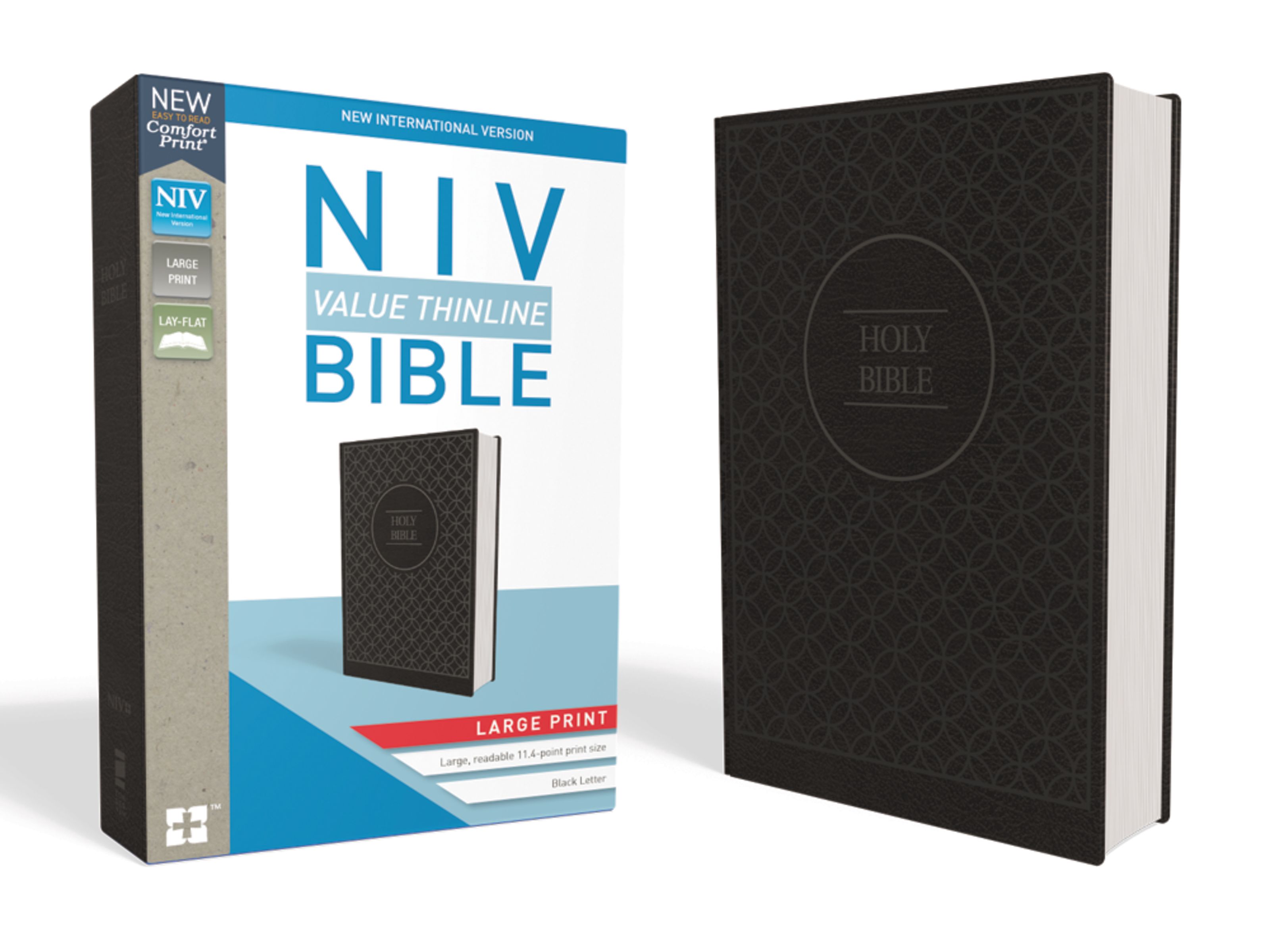 NIV Value Thinline Bible Large Print Imitation Leather Gray Black