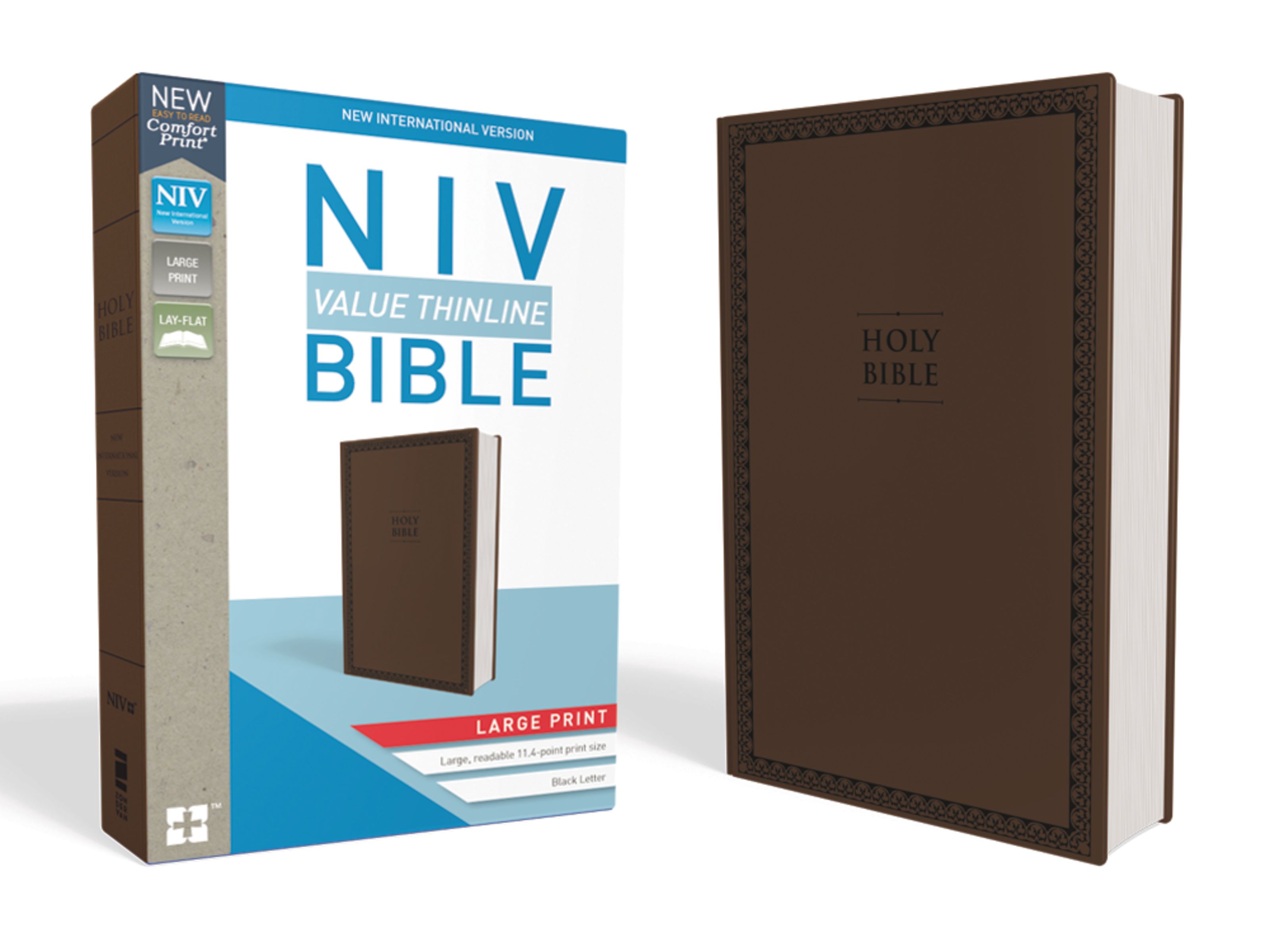 NIV Value Thinline Bible Large Print Imitation Leather Brown