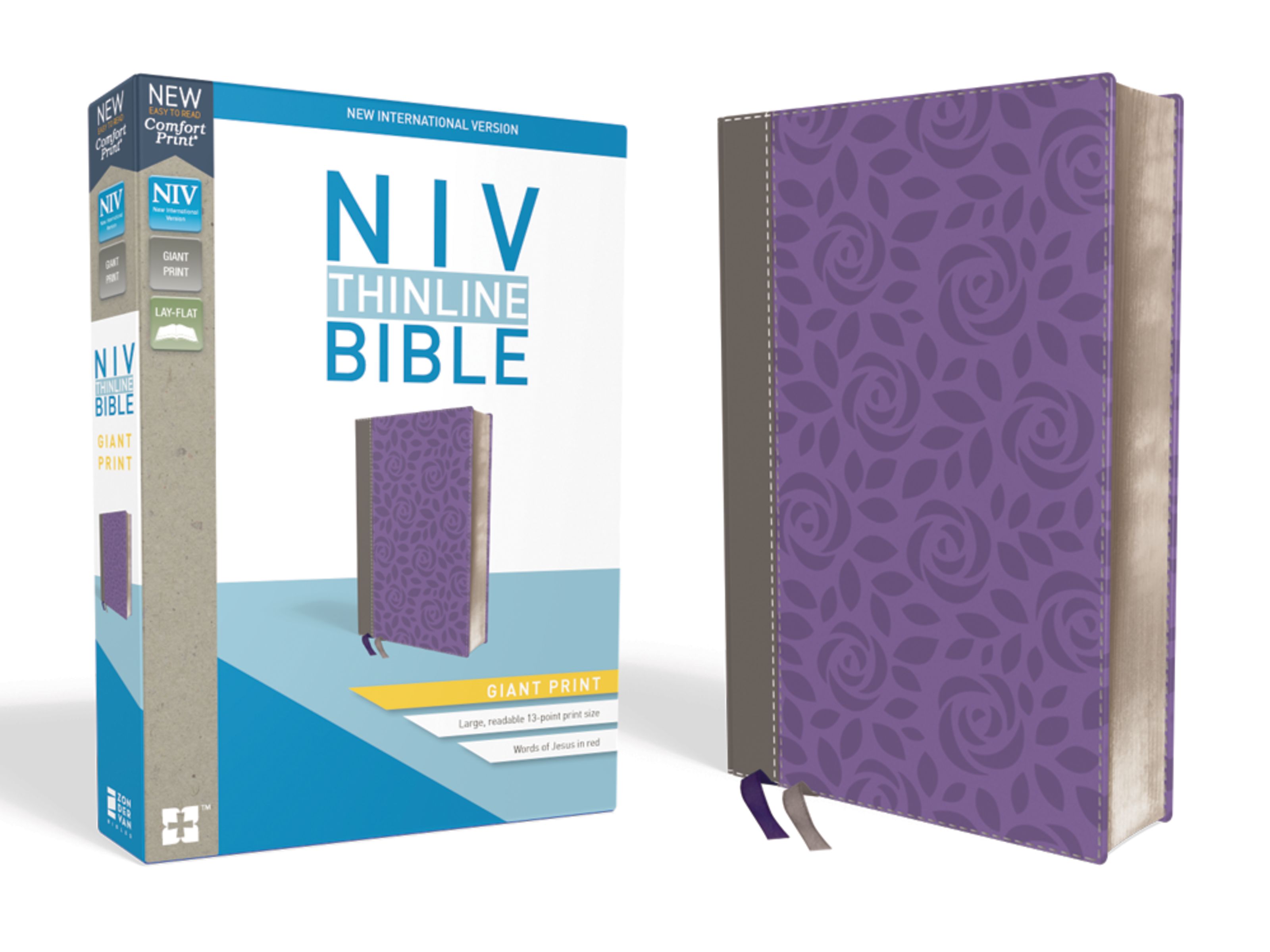 NIV Thinline Bible Giant Print Imitation Leather Gray Purple Red