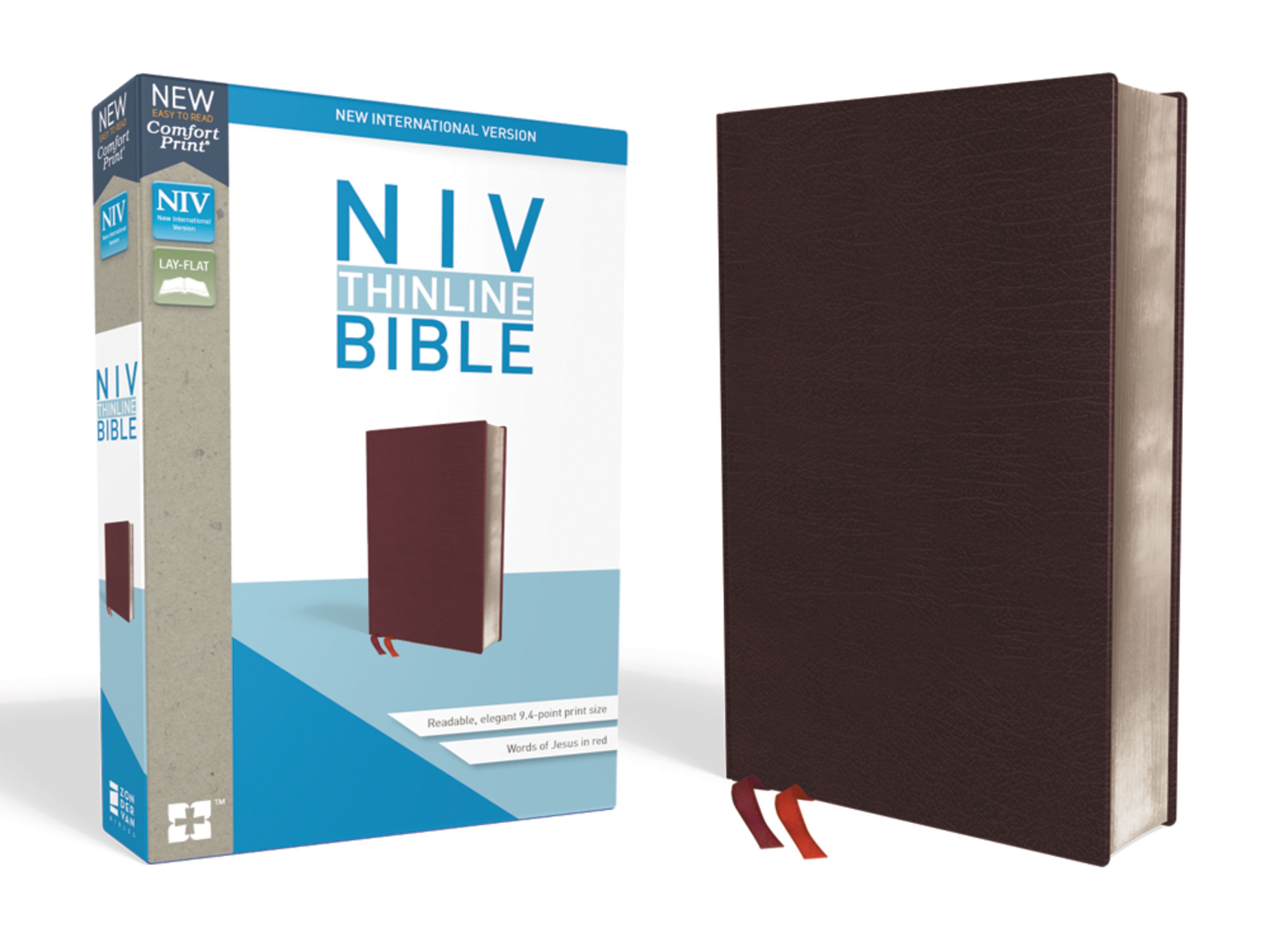 NIV Thinline Bible Bonded Leather Burgundy Red Letter Edition