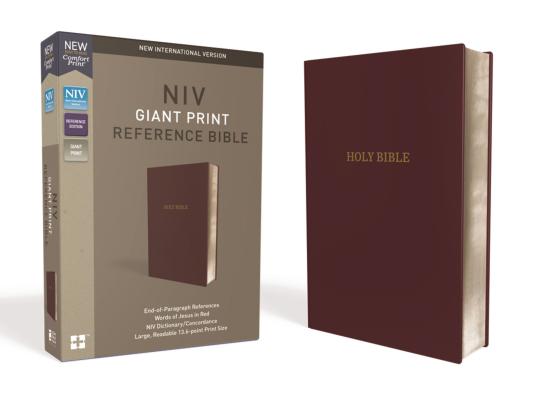 NIV Reference Bible Giant Print Leather-Look Burgundy Red Letter