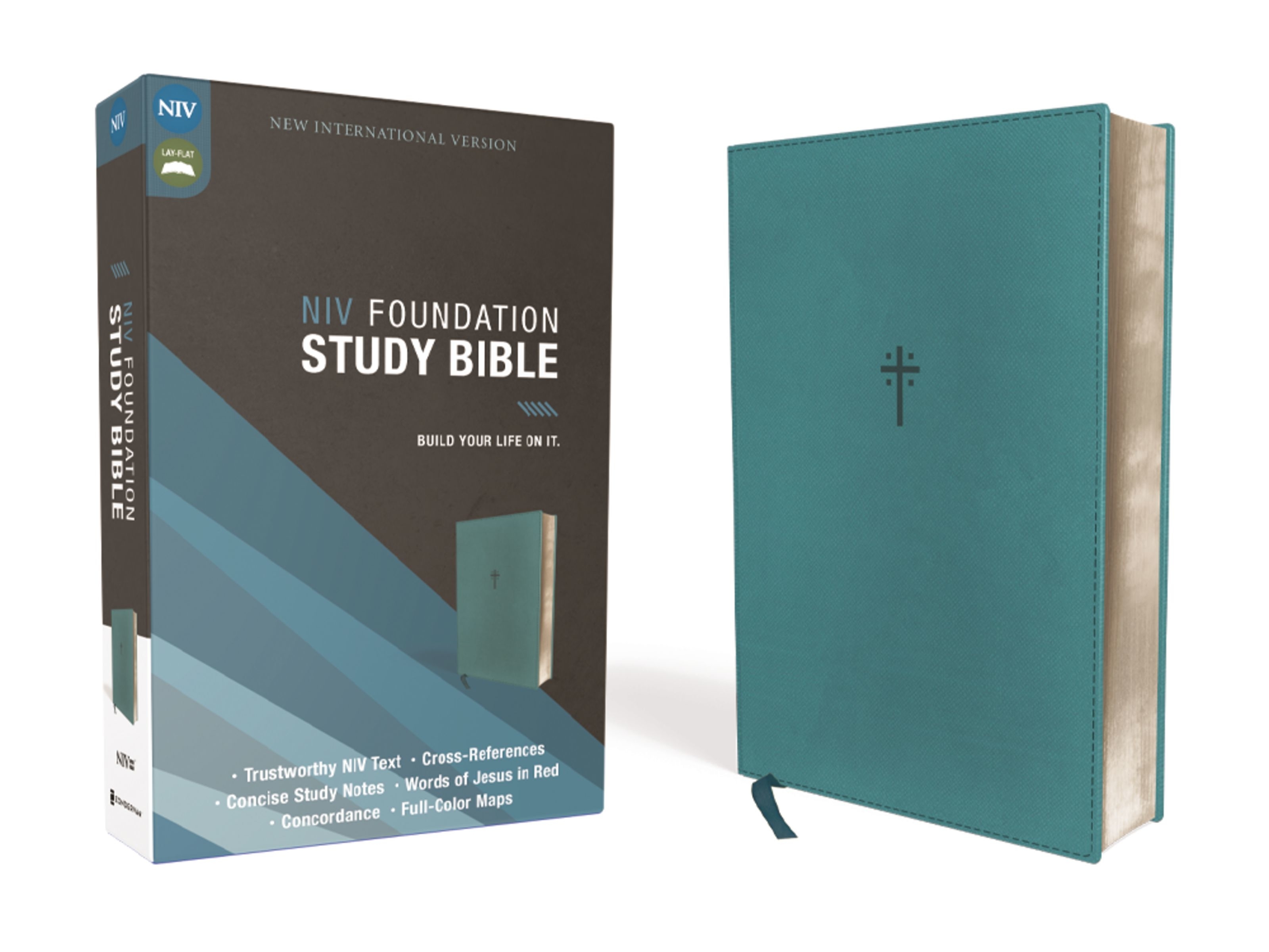 NIV Foundation Study Bible Leathersoft Teal Red Letter Free