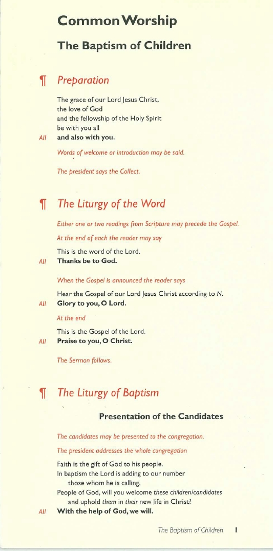 Common Worship The Baptism of Children By Church House Publishing