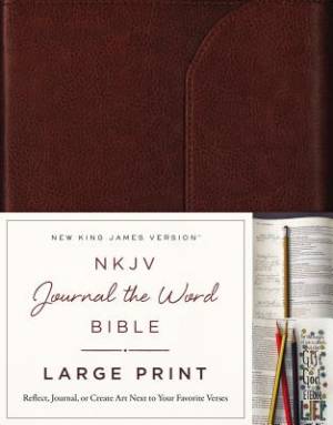 NKJV Journal The Word Bible Large Print Premium Leather Brown Red