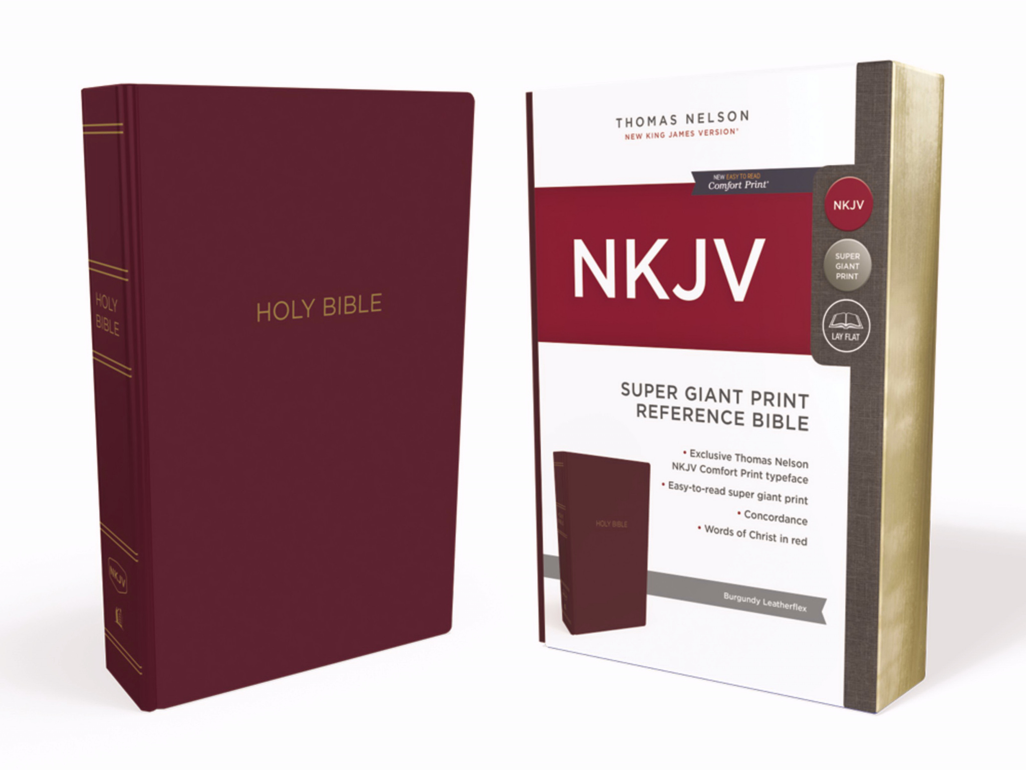 NKJV Holy Bible Super Giant Print Reference Bible Burgundy Leather-l