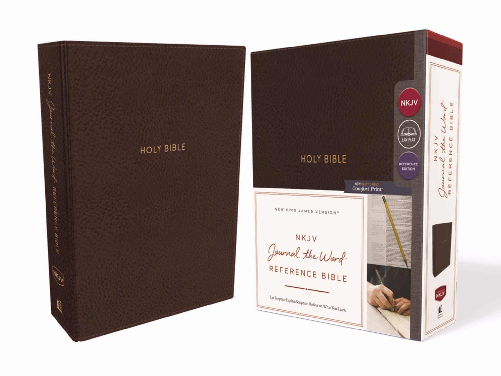 NKJV Journal the Word Reference Bible Leathersoft Brown Red Letter