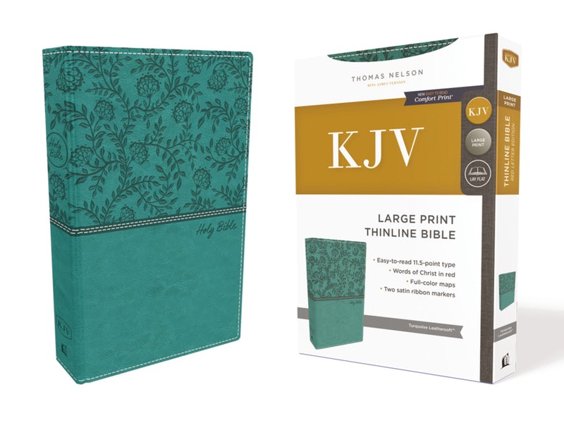 KJV Holy Bible Large Print Thinline Green Leathersoft Red Letter C