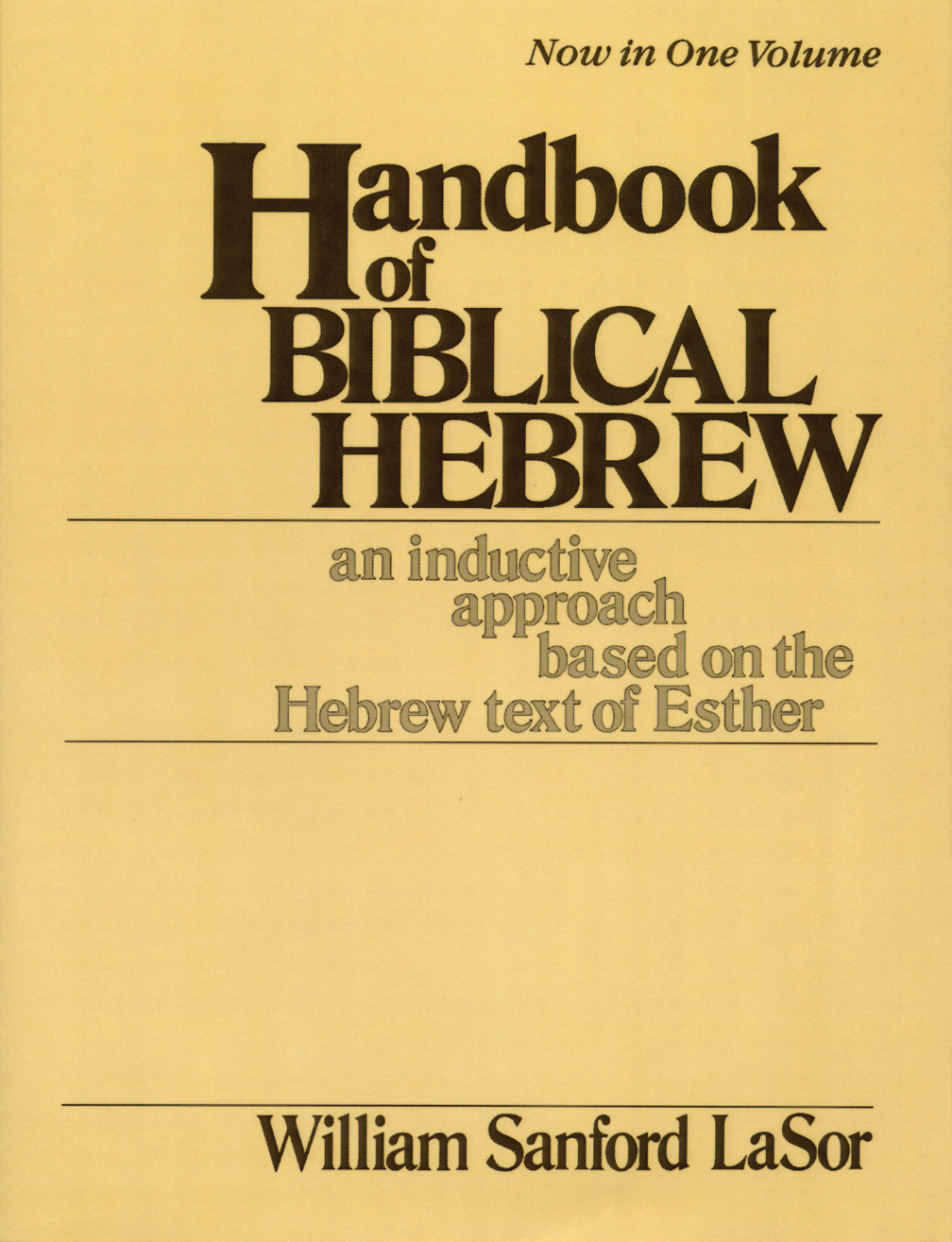 Handbook of Biblical Hebrew An Inductive Approach Based on the Hebrew