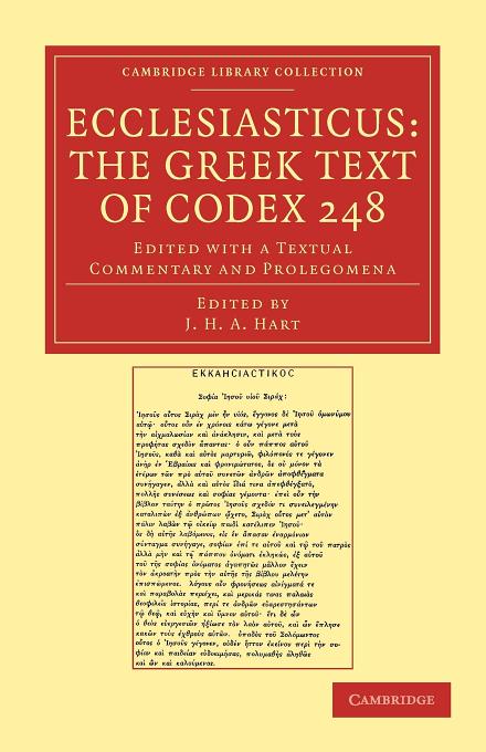 Ecclesiasticus The Greek Text of Codex 248 Edited with a Textual Com