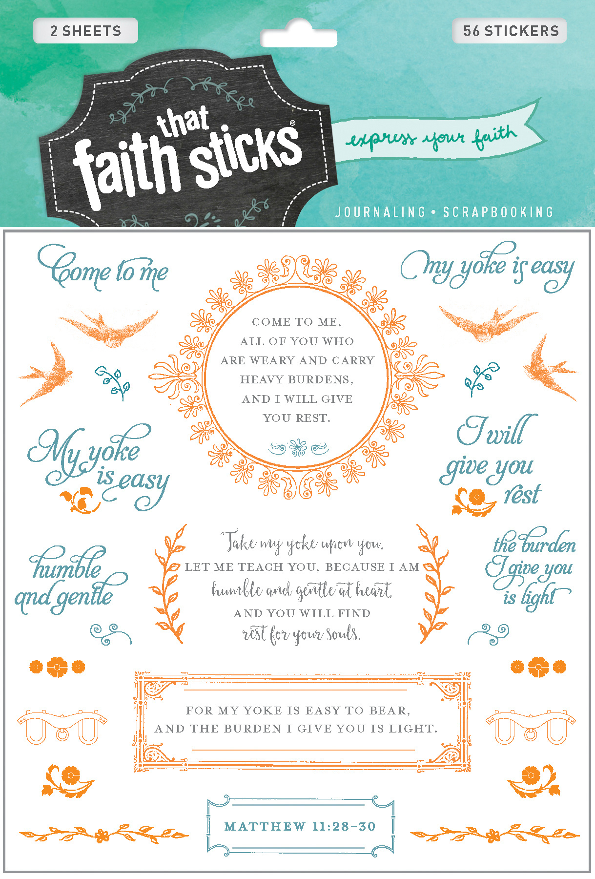 Matthew 11 28-30 Stickers