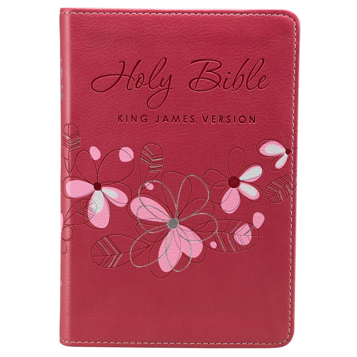 KJV Pocket Bible Pink Imitation Leather Gift Ribbon Marker Lay-Fl