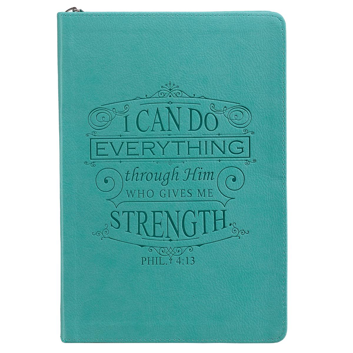 I Can Do Everything Through Him Zippered Turquoise Flexcover Journal