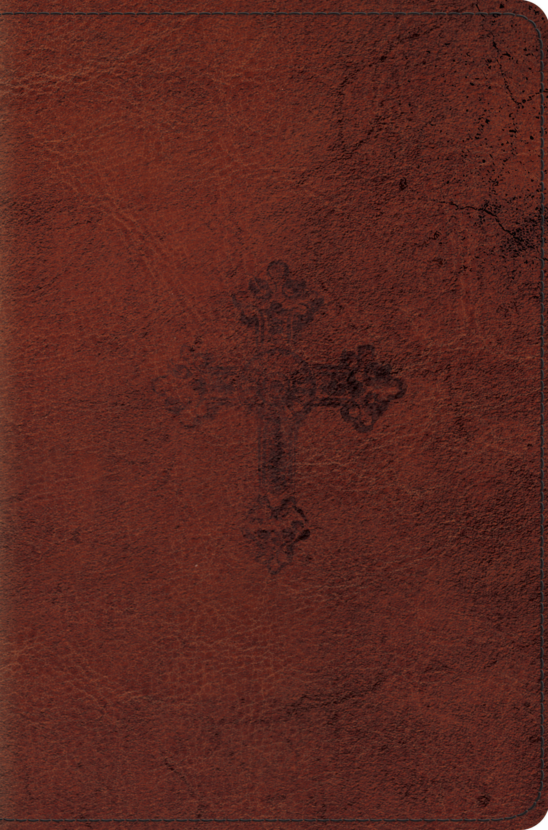 ESV Compact Bible Tru Tone Walnut Weathered Cross Design (Leather)