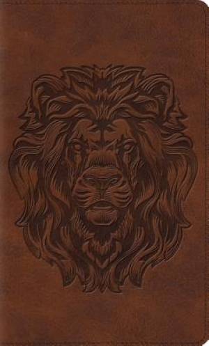 ESV Thinline Bible Tru Tone Brown Royal Lion Design By English Standard