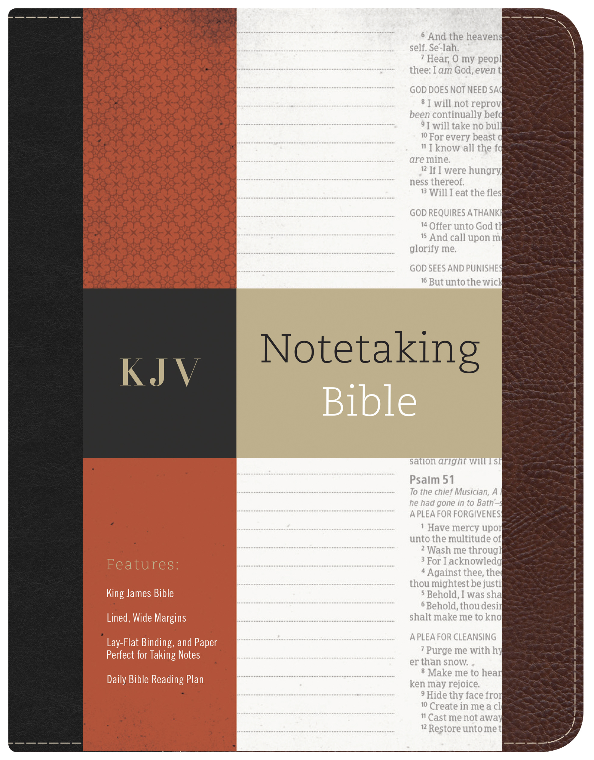 KJV Notetaking Bible Black Brown Bonded Leather Hardcover (Leather)