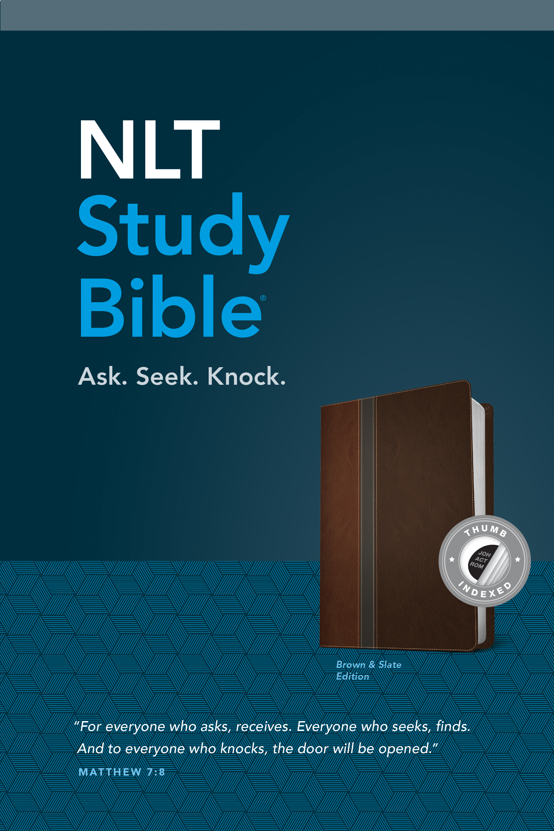 NLT Study Bible Brown Slate Leatherlike Indexed By Tyndale