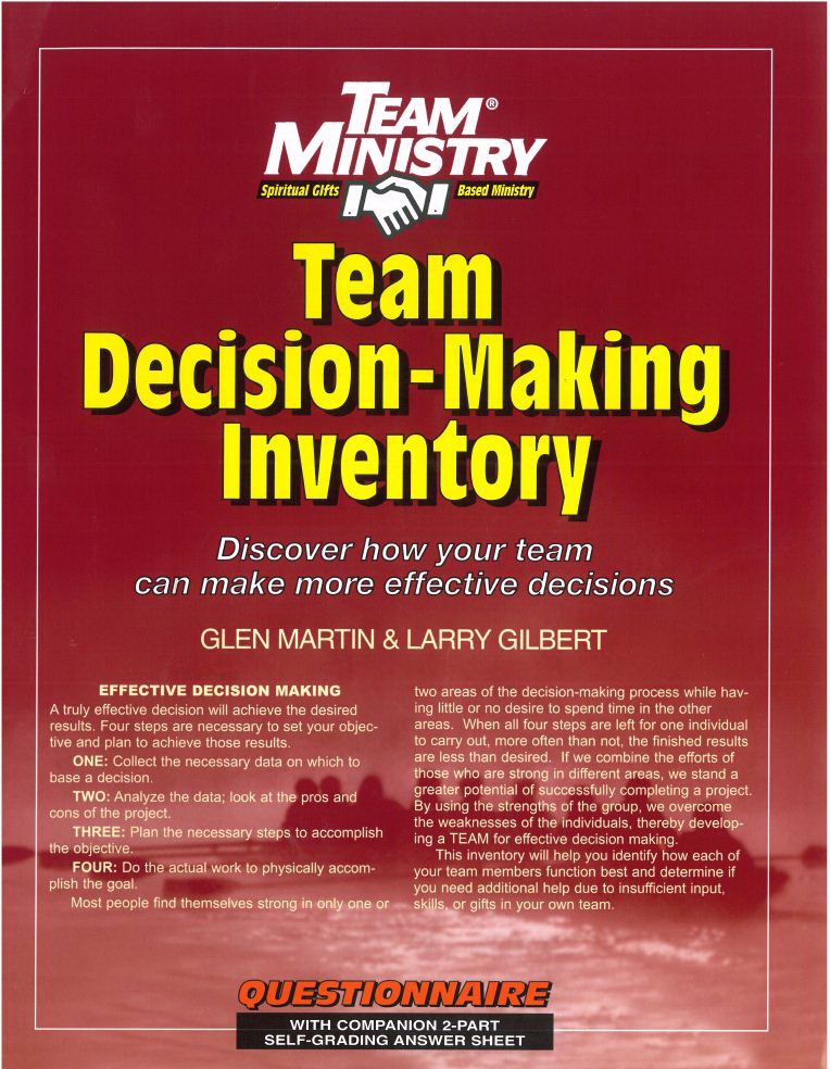 Team Decision Making Inventory By Martin Glen Gilbert Larry