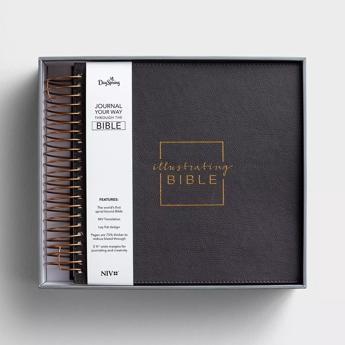 NIV Illustrating Bible, Grey, Imitation Leather, Journaling, Spiralbound,  Single Column, Wide Margin, Gift, Lay Flat Design, Thick Paper