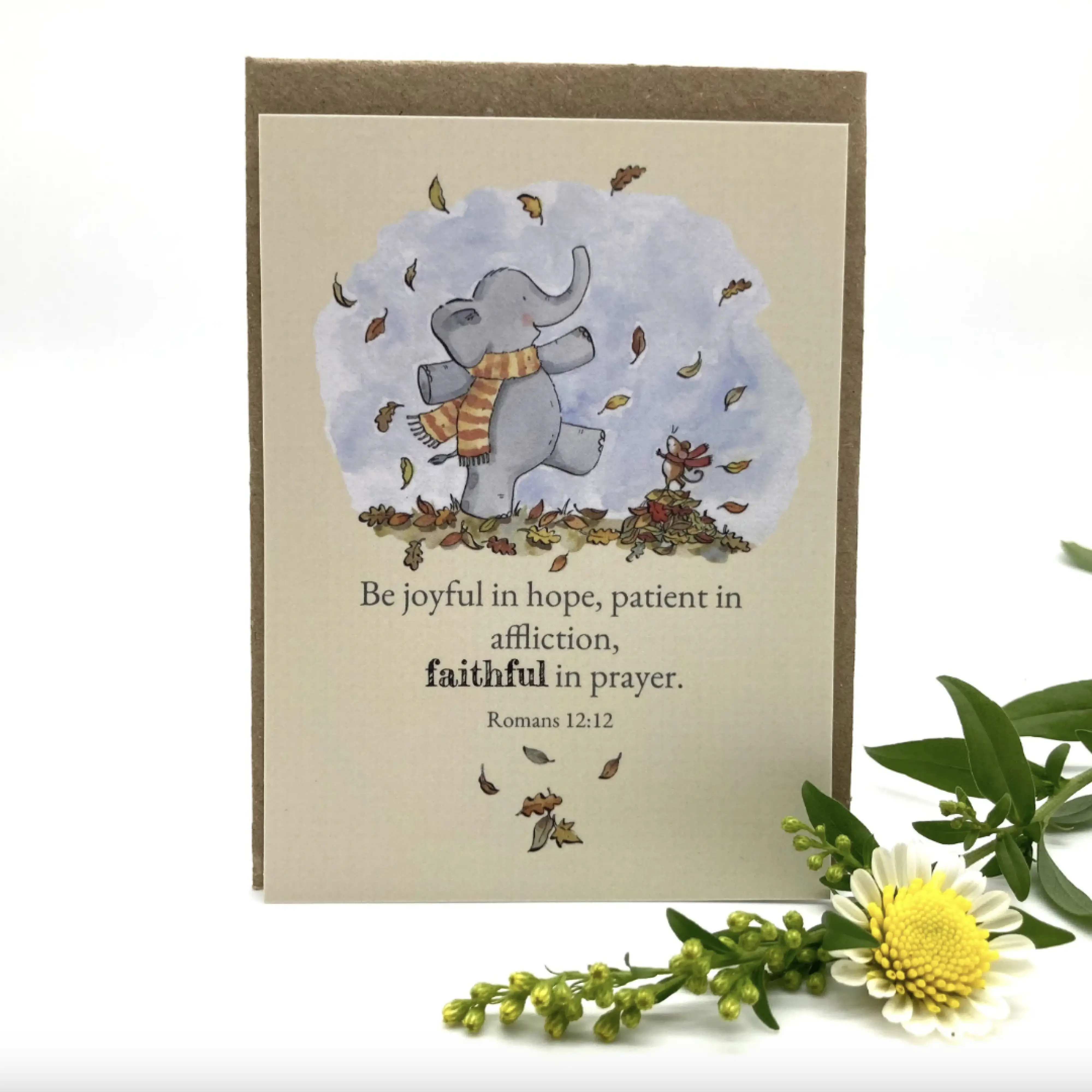 Faithful in Prayer Elephant Keepsake Card