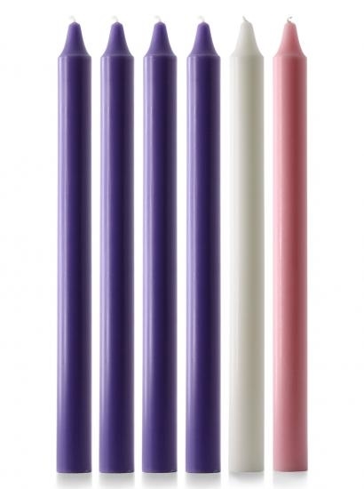 Purple White and Pink Advent Candle Set 15 x 1 1 8