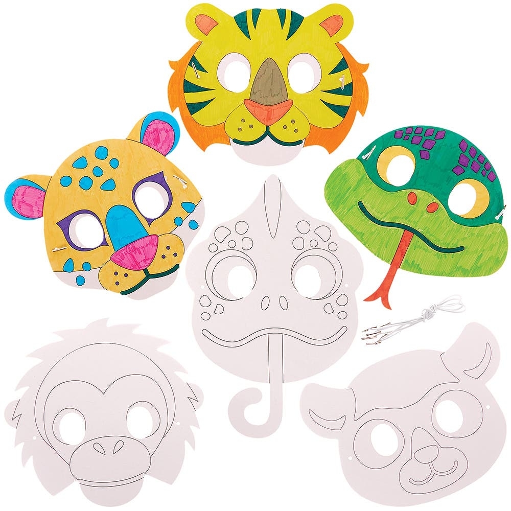 Rainforest Animal Colour-in Masks - Pack of 10 | Free Delivery when you ...