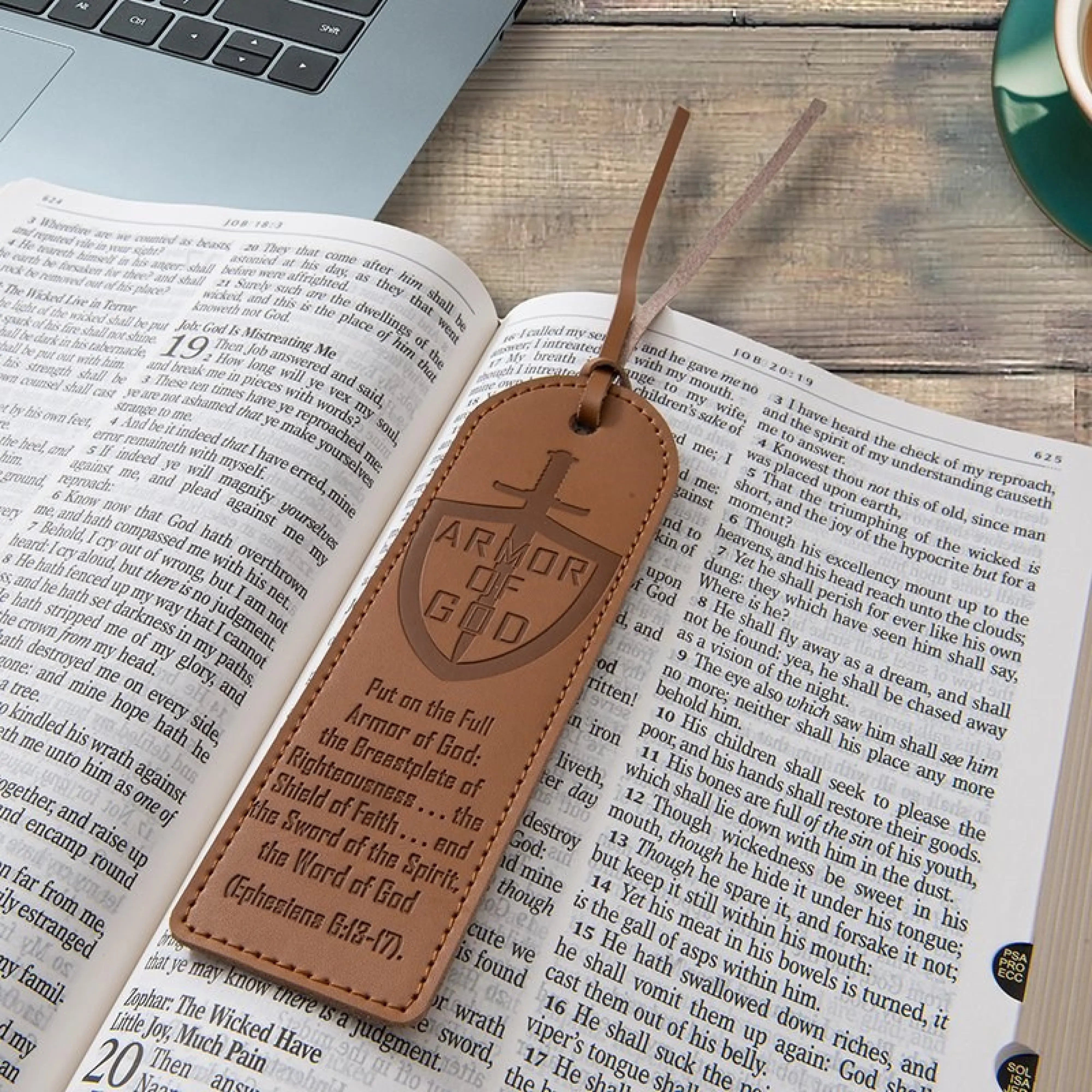 Bookmark-Armor Of God (Ephesians 6:13-17)-Leather (#47127)