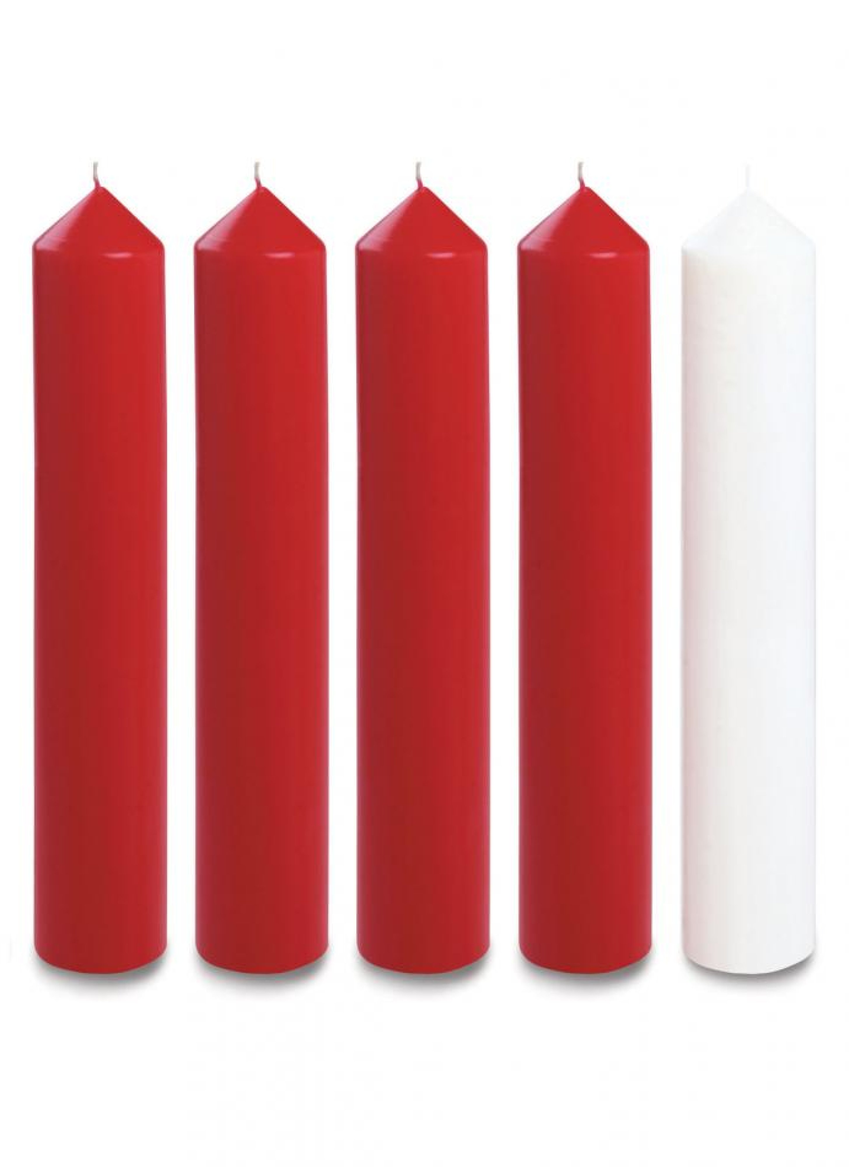 Red & White Advent Candle Set 18 x 2 - Over Dipped